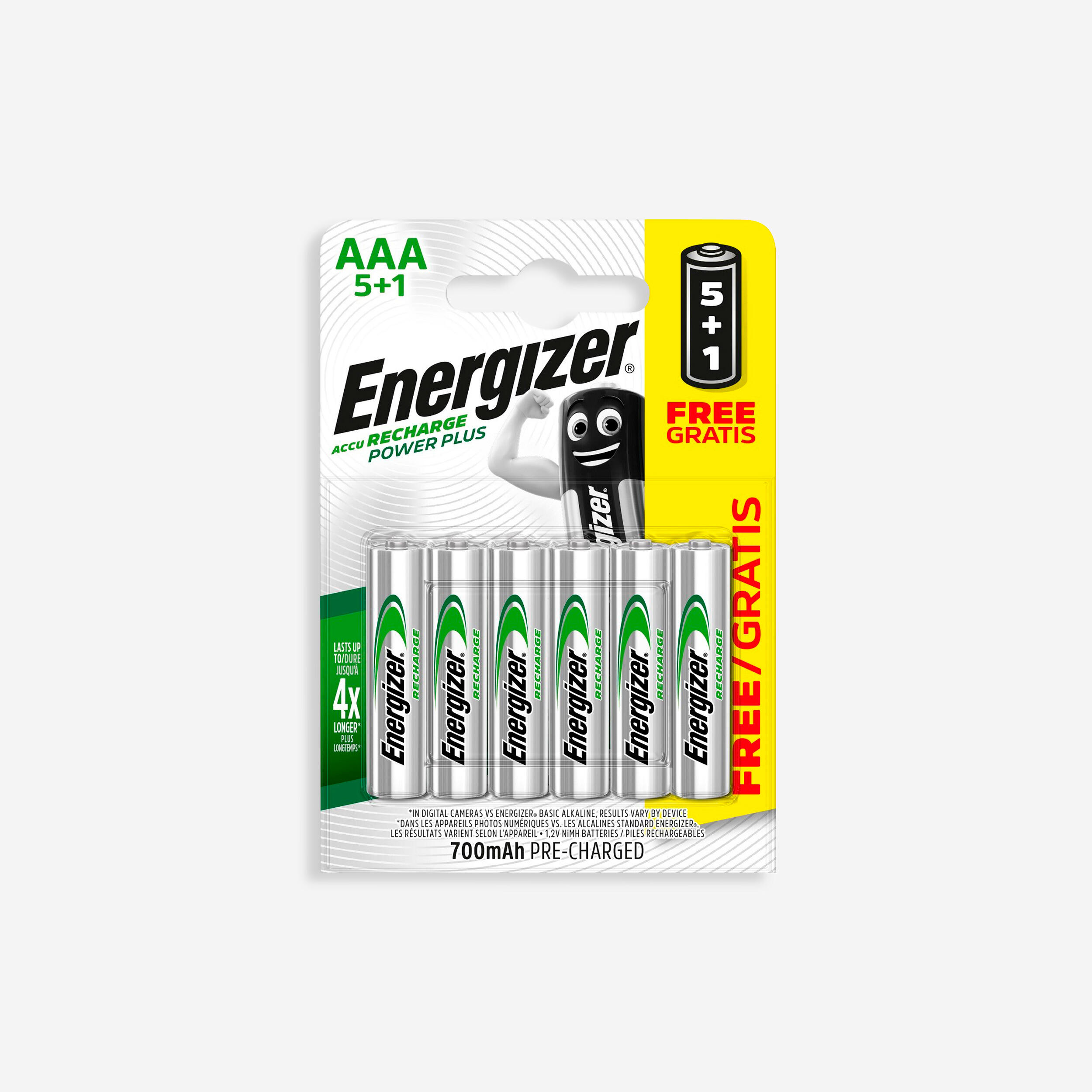 Baterii reîncărcabile Nimh Energizer 5+1 AAA HR3 700 mAh ENERGIZER decathlon.ro