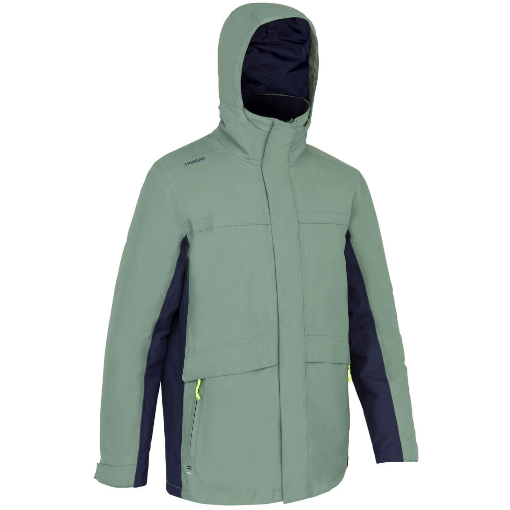 Men’s Warm Sailing Jacket 100 - Khaki Navy Blue