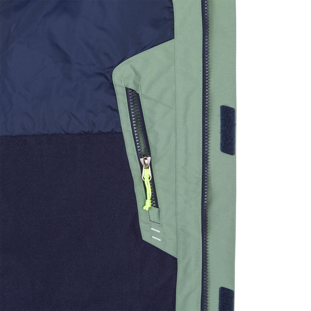 Men’s Warm Sailing Jacket 100 - Khaki Navy Blue