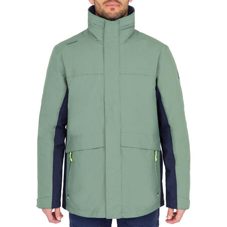 Куртка для парусного спорта теплая мужская 100 хаки-темно-синяя