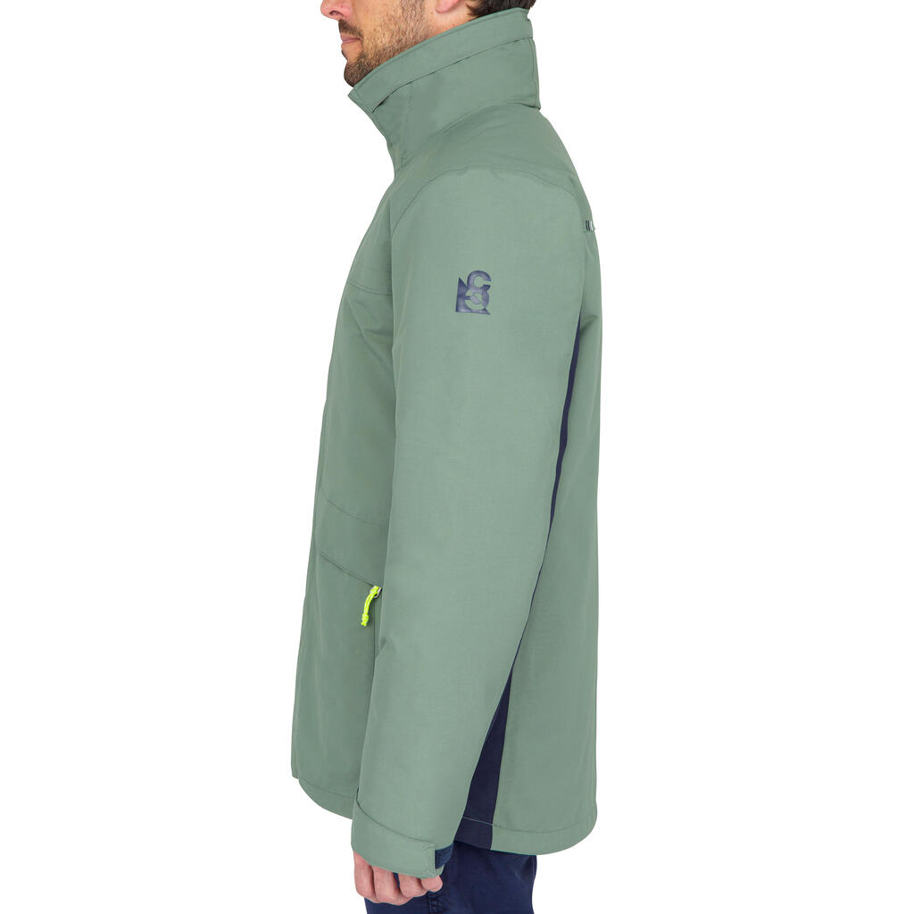 Men’s Warm Sailing Jacket 100 - Khaki Navy Blue