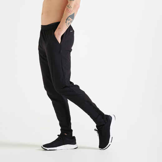 Men's comfortable slim-fit fitness jogging bottoms, black - Decathlon