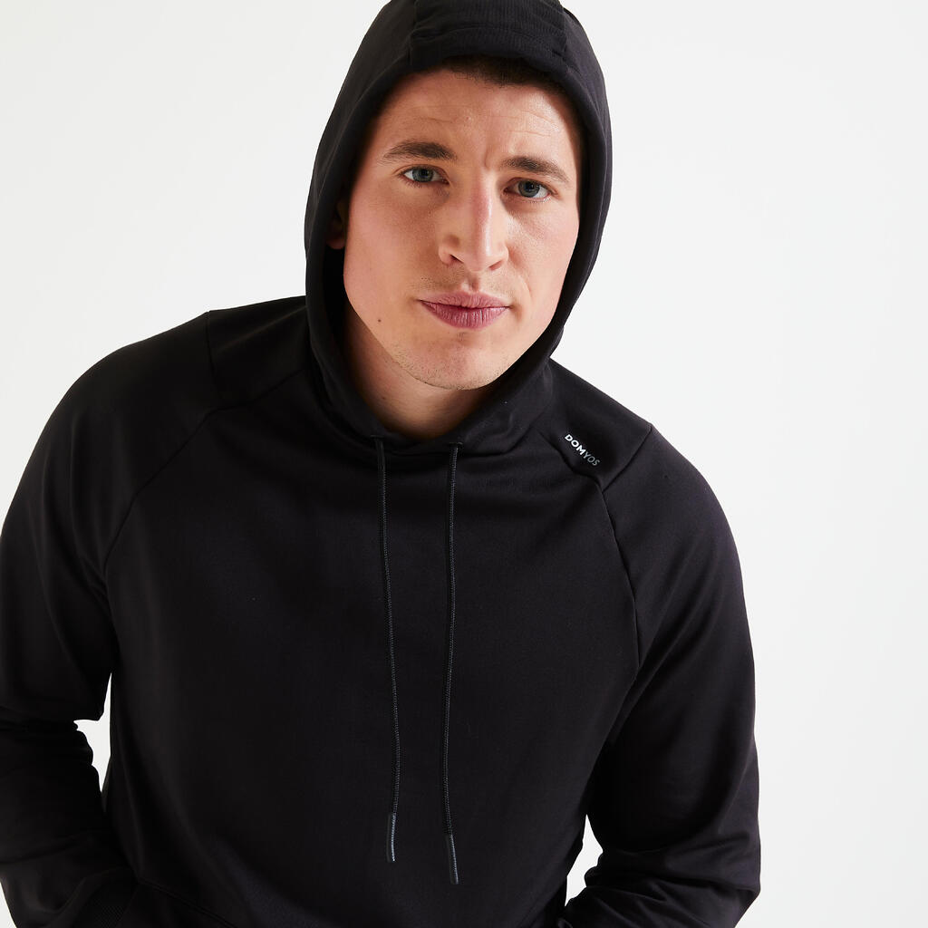 Sweat de fitness essentiel respirant capuche homme - noir uni