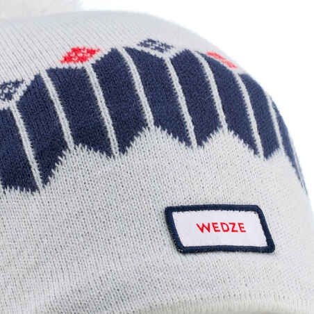 ADULT SKI HAT - JACQUARD - WHITE/BLUE