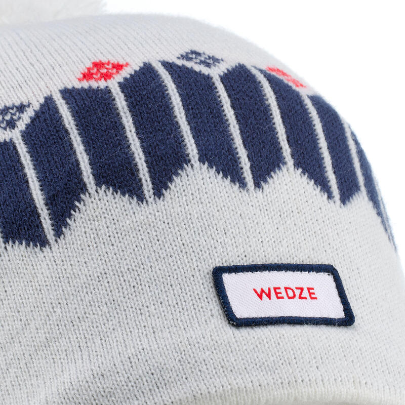 GORRO DE SKI ADULTO - JACQUARD - BRANCO E AZUL