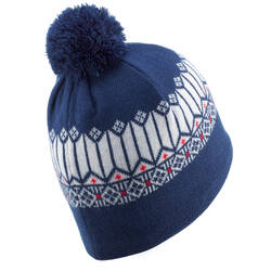 ADULT SKI HAT - JACQUARD - BLUE WHITE