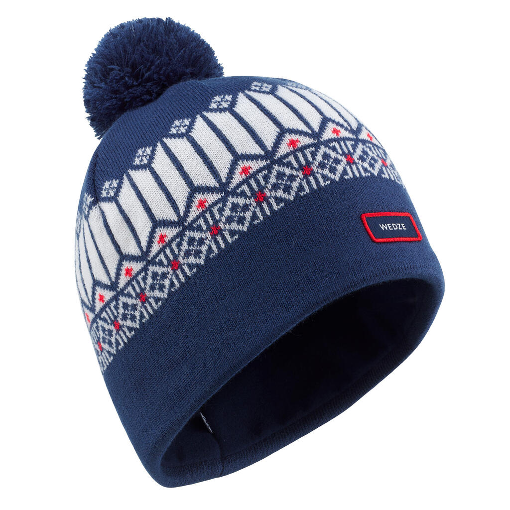 Adult ski hat - jacquard - blue white