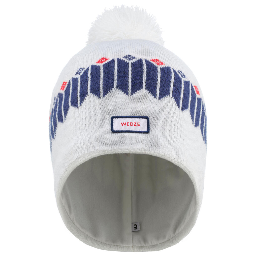 ADULT SKI HAT - JACQUARD - WHITE/BLUE