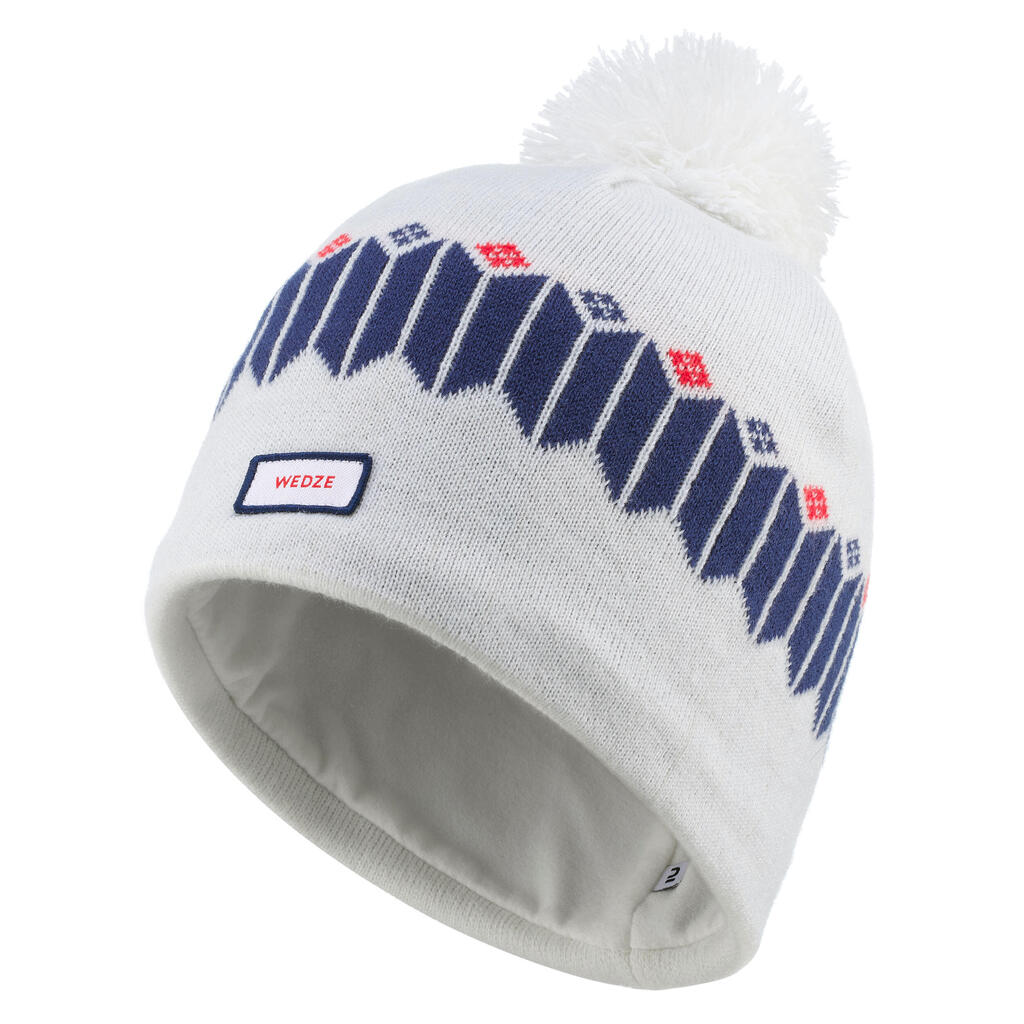 ADULT SKI HAT - JACQUARD - WHITE/BLUE