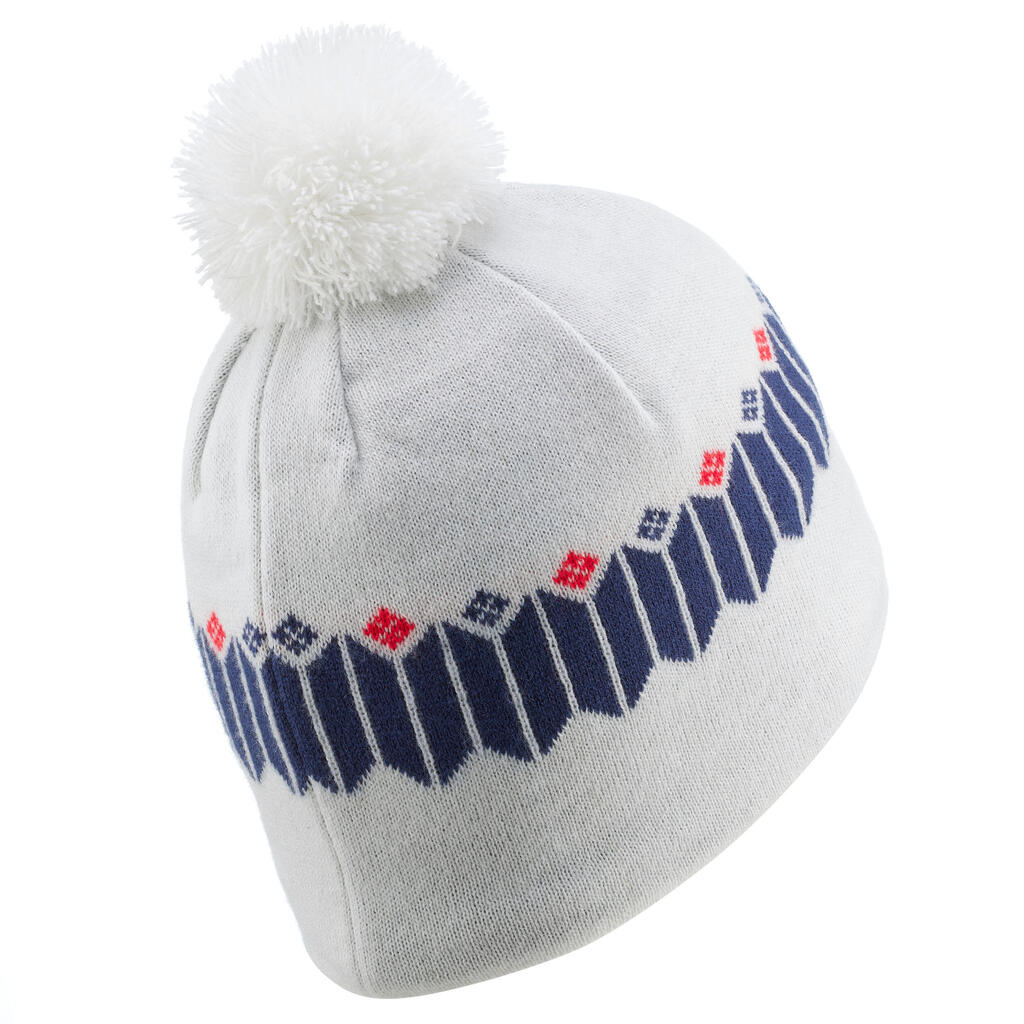 ADULT SKI HAT - JACQUARD - WHITE/BLUE