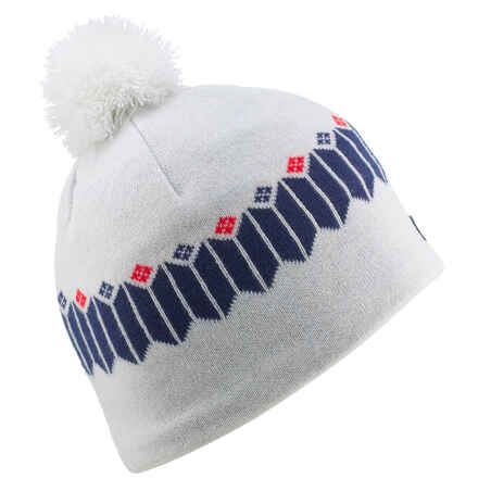 ADULT SKI HAT - JACQUARD - WHITE/BLUE