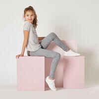 Girls' Breathable T-Shirt - Light Grey Print