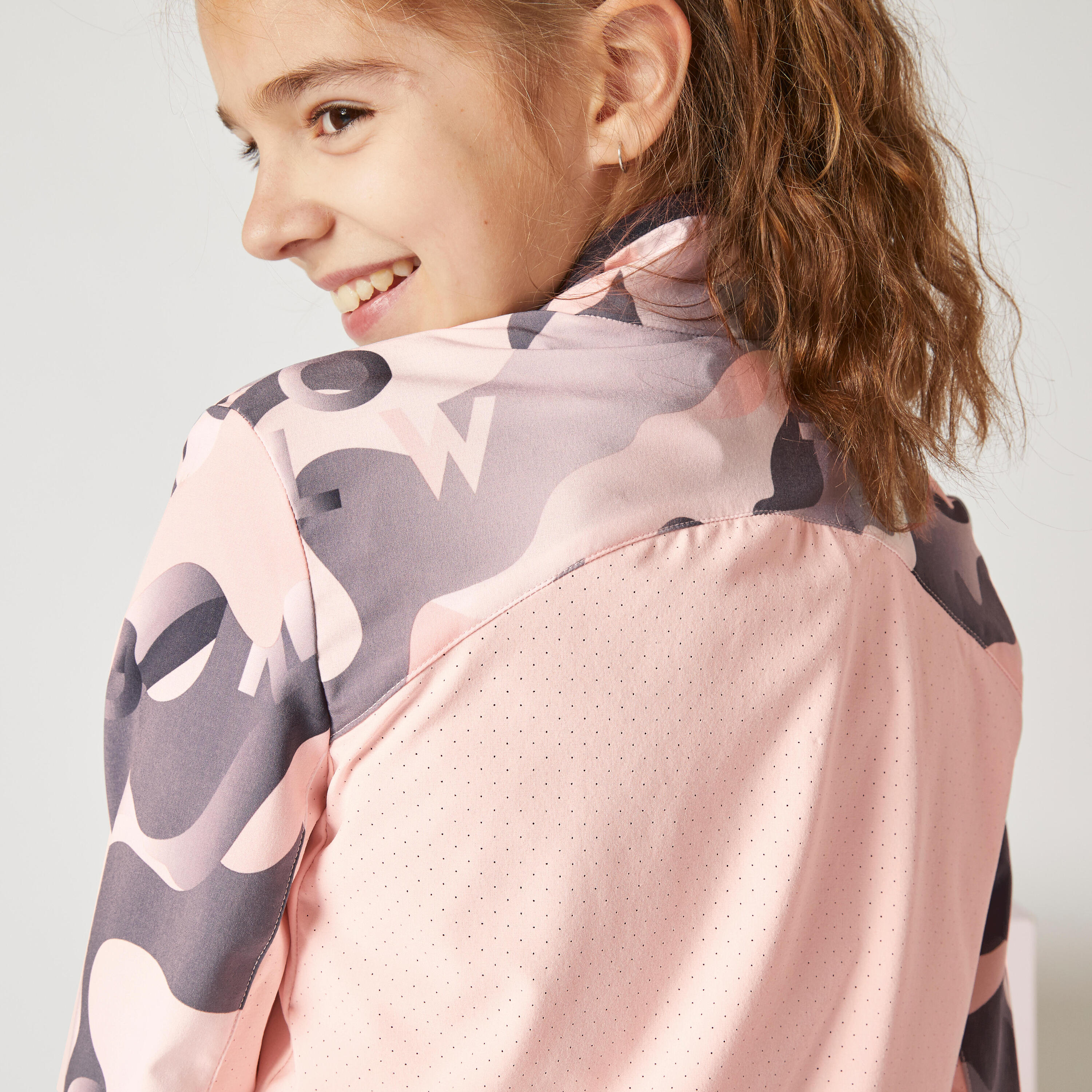Girls' Lightweight Zip-Up Jacket - Pink/Print 2/5