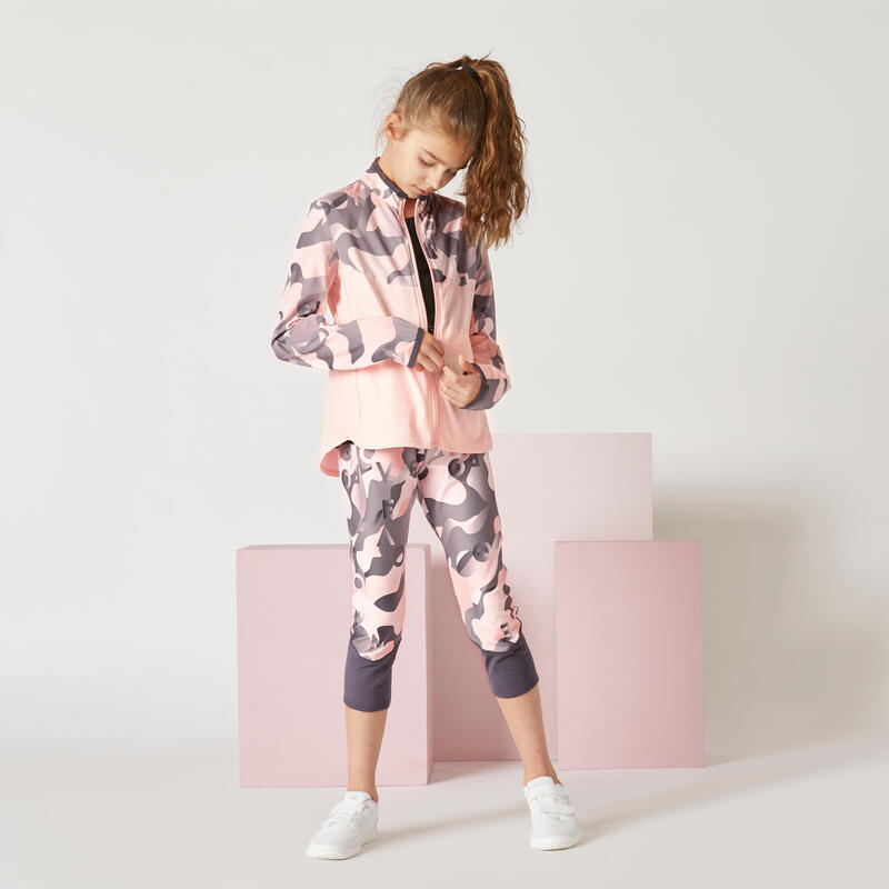 Chaqueta con cremallera ligera estampado rosa niña