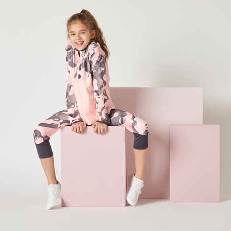 Trainingsjacke leicht Kinder rosa mit Print