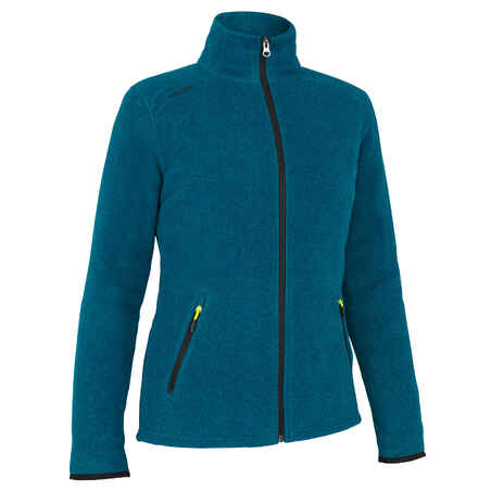 Women warm fleece sailing jacket 100 - Petrol