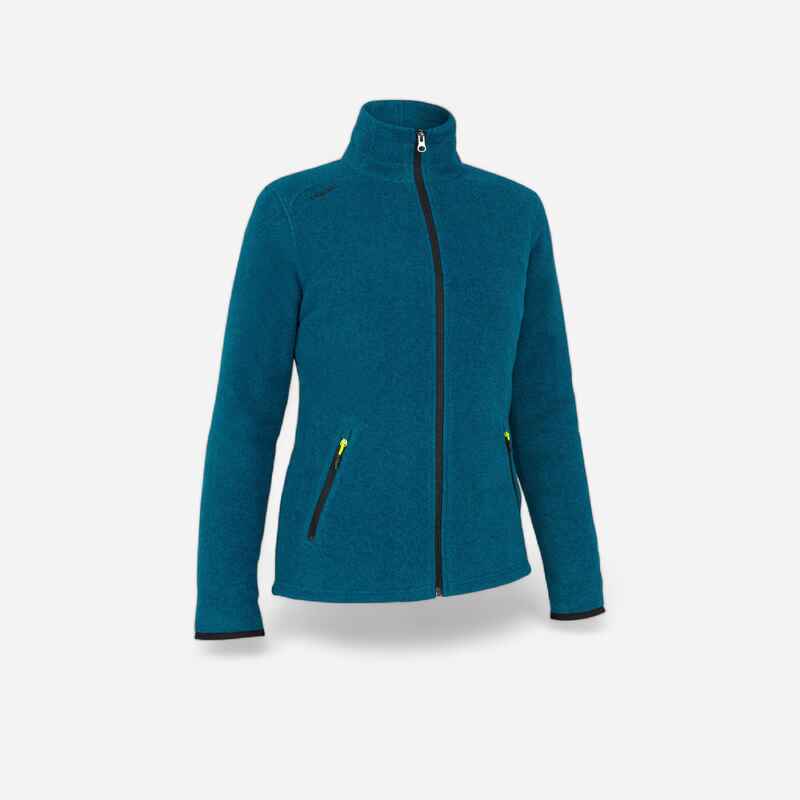 Women warm fleece sailing jacket 100 - Petrol