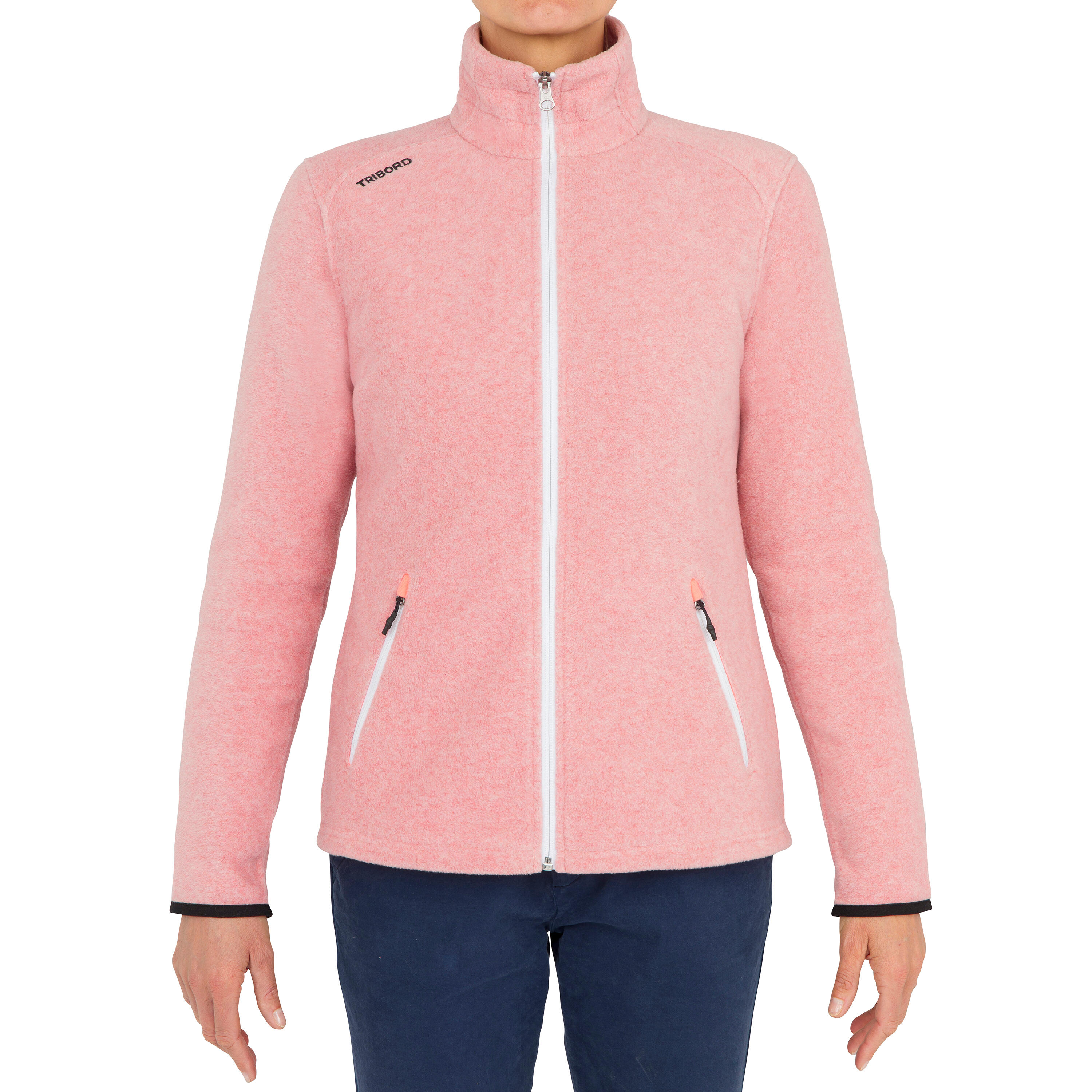 Women warm fleece sailing jacket 100 - Light rose 2/9