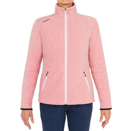 Women warm fleece sailing jacket 100 - Light rose
