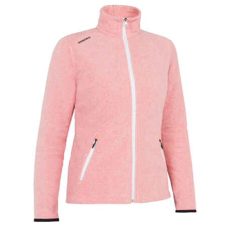 Rožnata ženska jadralna jakna iz flisa 100