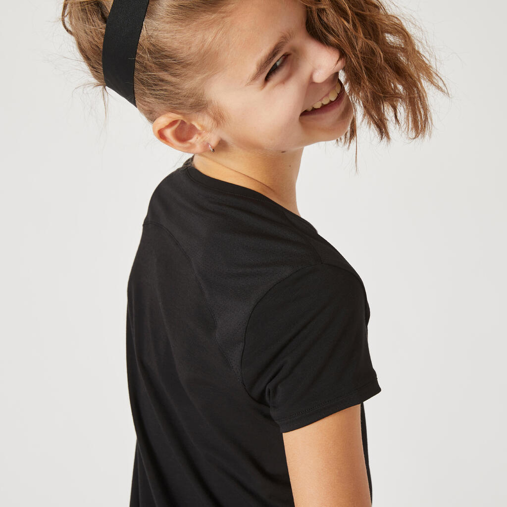 Girls' Breathable T-Shirt - Black/Print