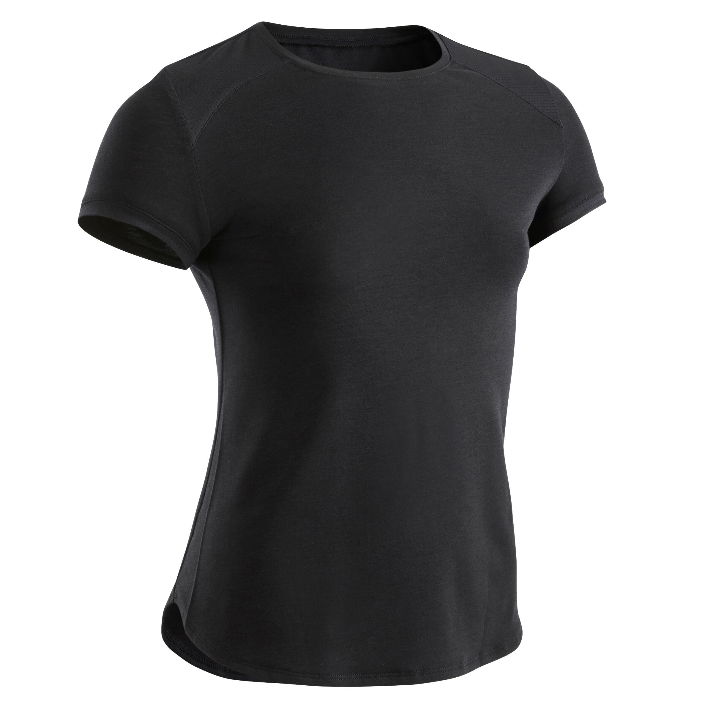 DOMYOS Girls' Breathable T-Shirt - Black/Print