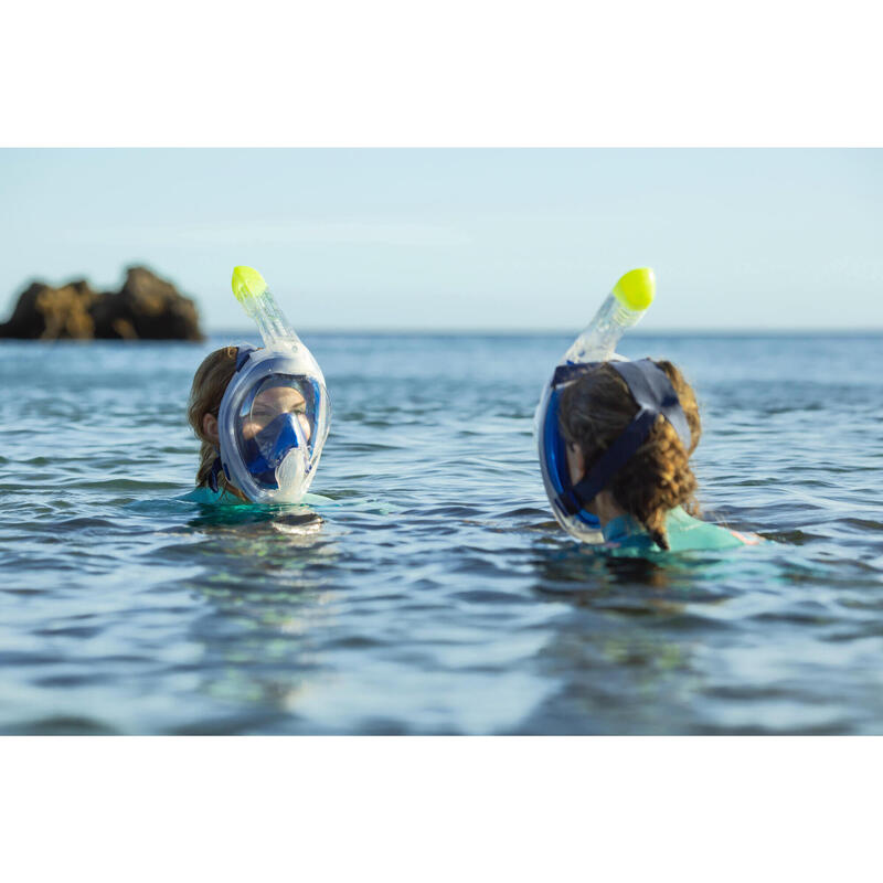 Maschera snorkeling adulto EASYBREATH 540 FREETALK superficie acustica blu