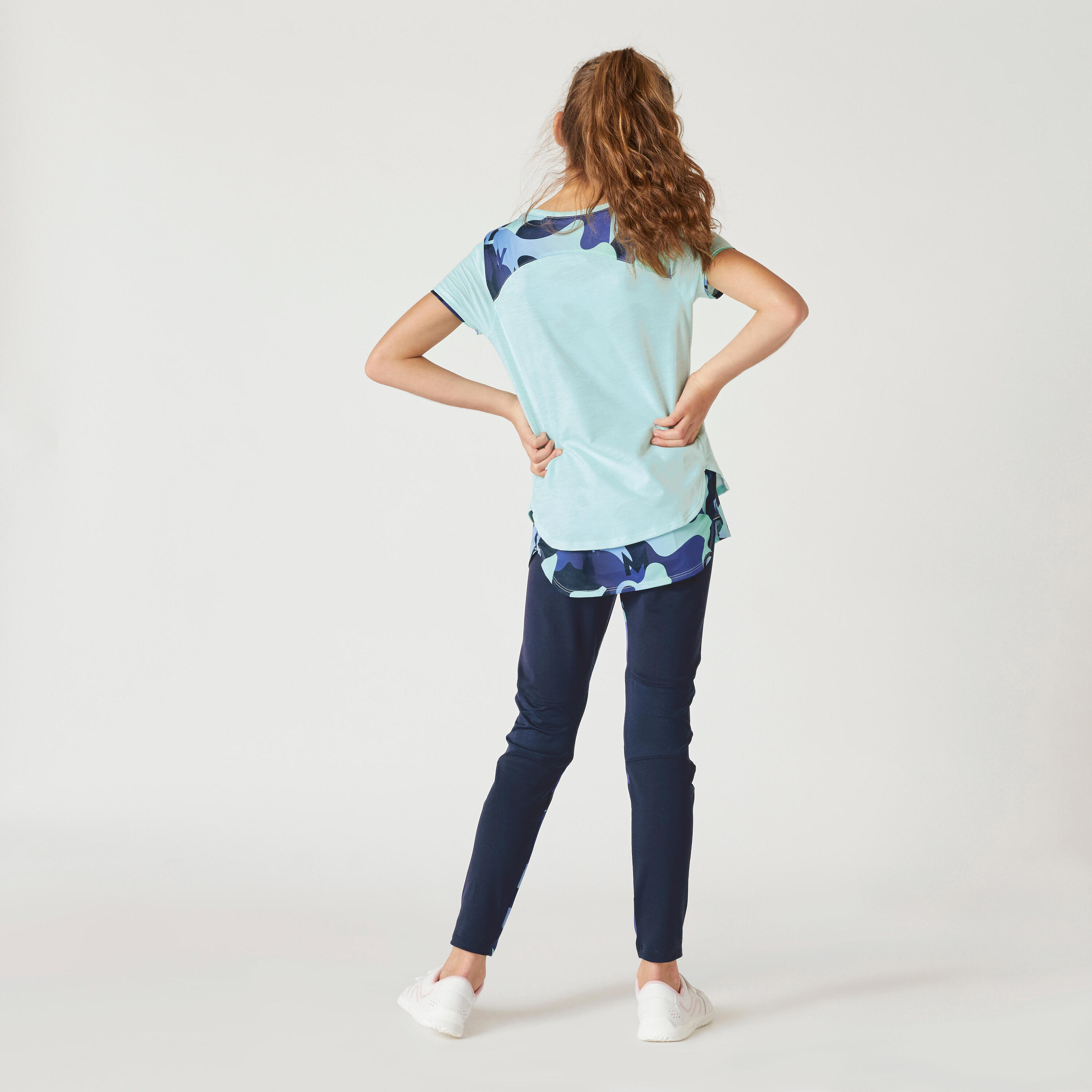 Girls' Synthetic Breathable Leggings - Blue/Print 4/6