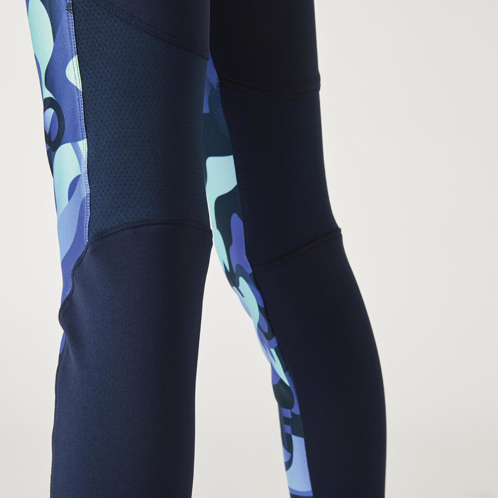 Girls' Synthetic Breathable Leggings - Blue/Print