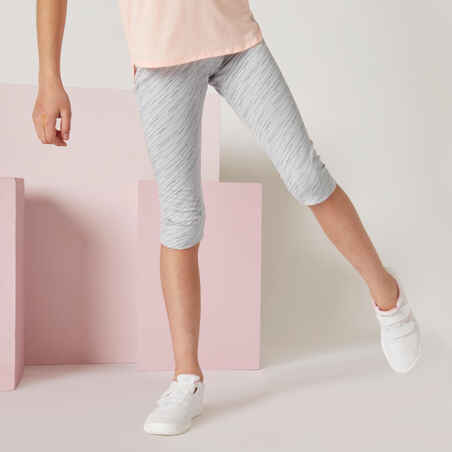 Girls' Breathable Cotton Cropped Leggings - Grey/Print