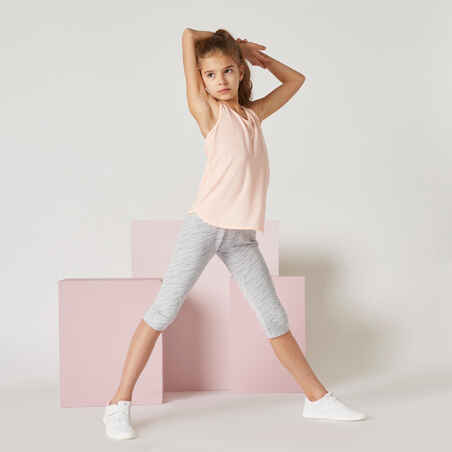 Girls' Breathable Cotton Cropped Leggings - Grey/Print