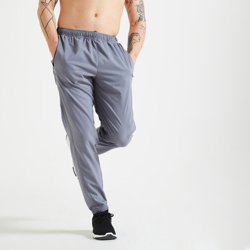 Pantalon jogging fitness homme coton majoritaire ajusté - 540 Gris