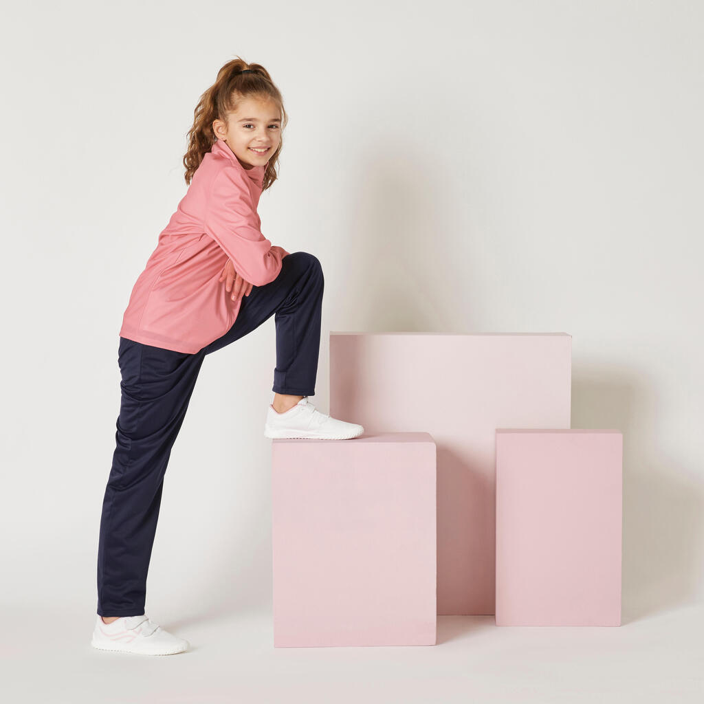 Kids' Breathable Synthetic Tracksuit Gym'y Basic - Pink + Navy Bottoms