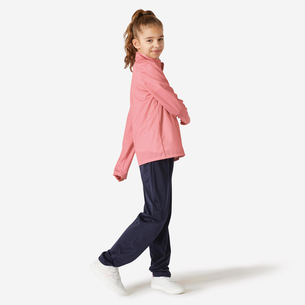 Kids' breathable synthetic tracksuit gym'y - pink top/navy bottoms