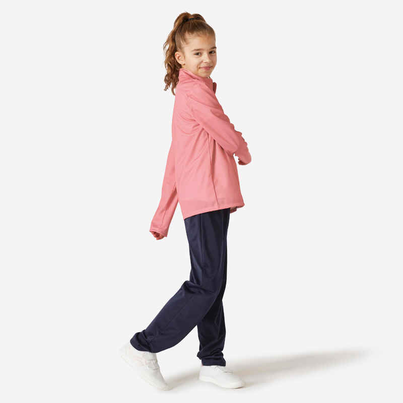 Trainingsanzug Basic Synthetik atmungsaktiv Gym'Y Kinder rosa/marineblaue Hose Trainingsanzug Basic Synthetik atmungsaktiv Gym'Y Kinder rosa/marineblaue Hose