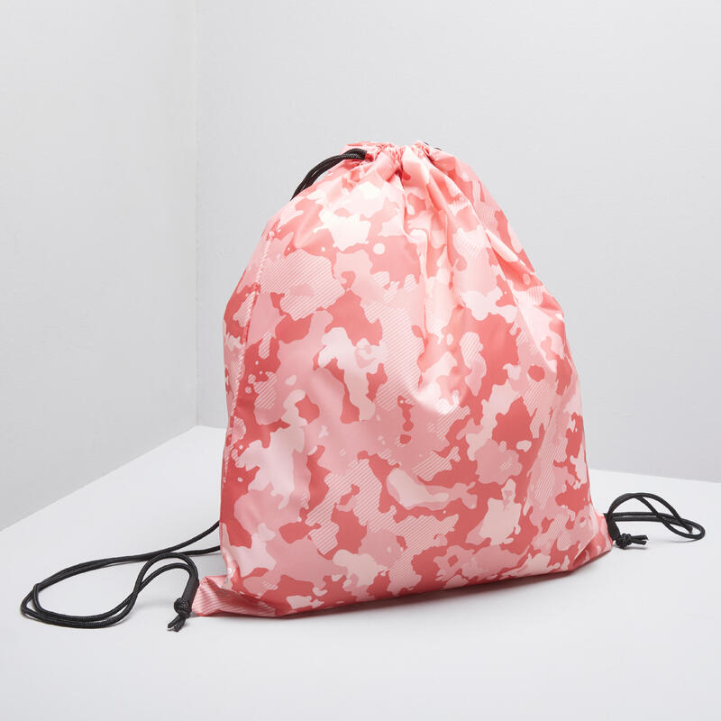 A foldable fitness shoe bag in a feminine camouflage print