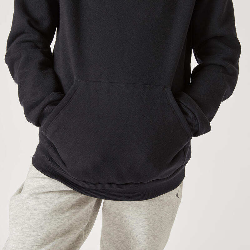 Sweat à capuche chaud enfant - 500 noir