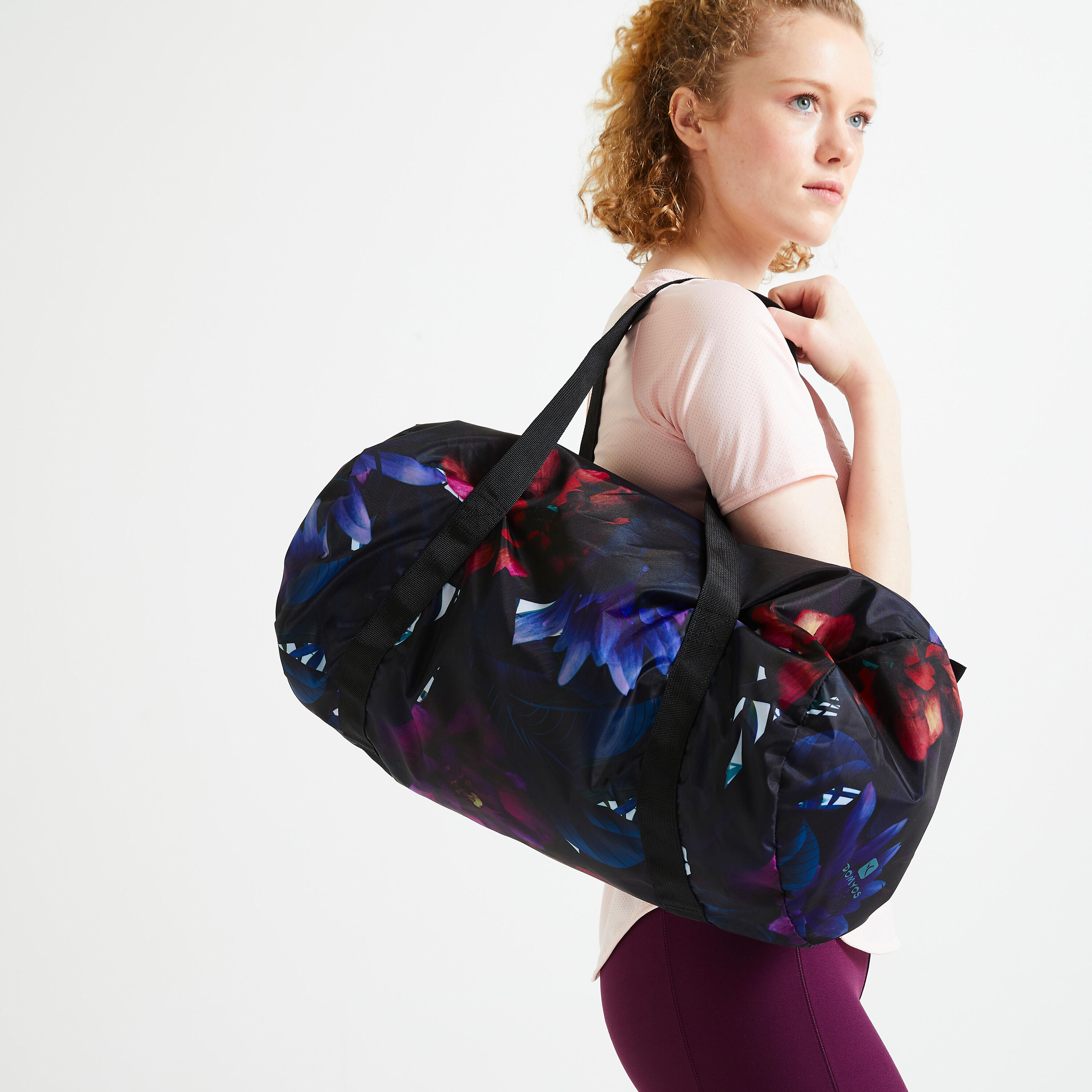 DOMYOS Fold-Down Fitness Bag 30L - Jungle Print, To Match With Our Outfits