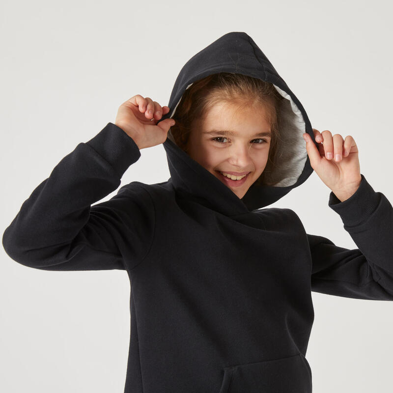 Sweat à capuche chaud enfant - 500 noir