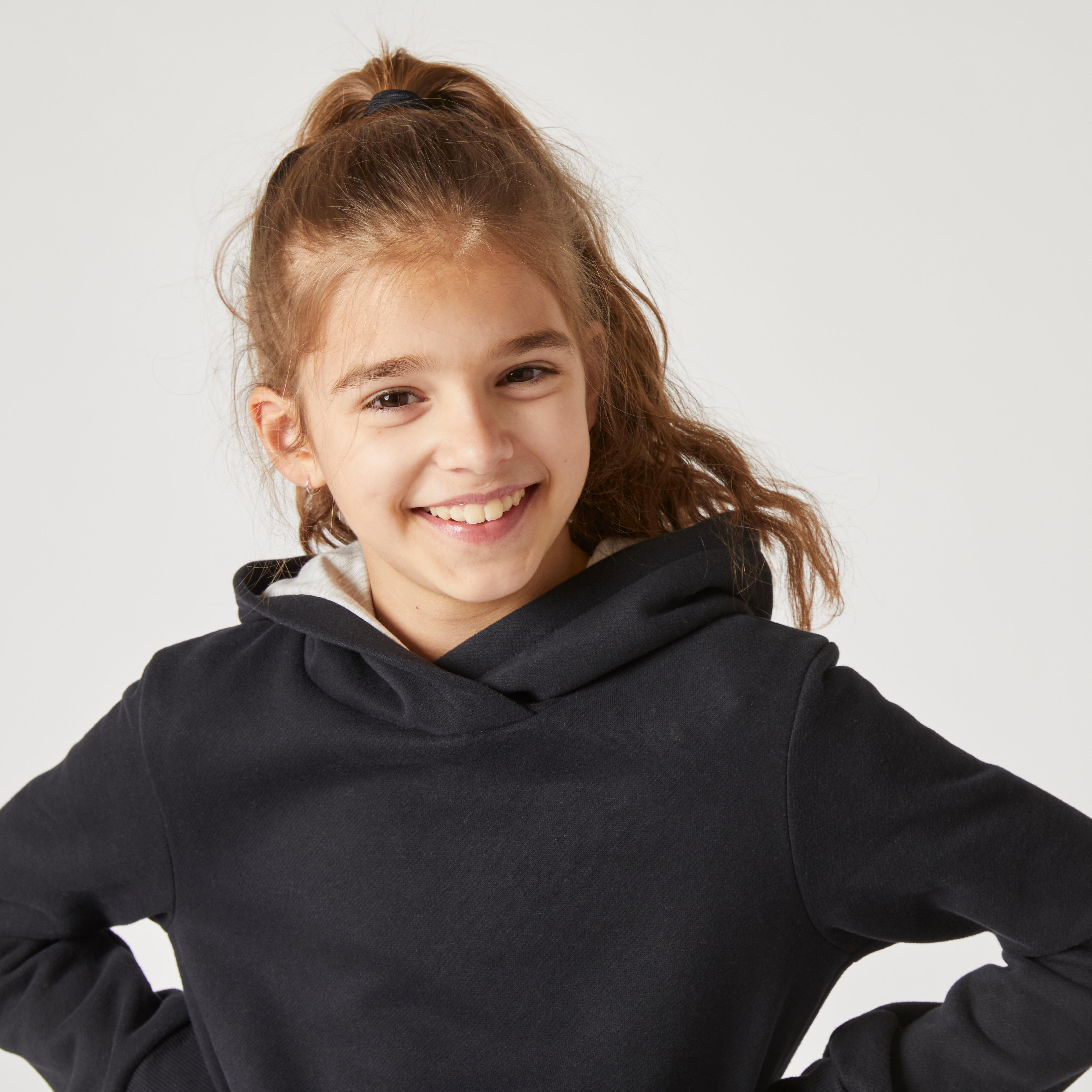 Girls Warm Hoodie 500 Black