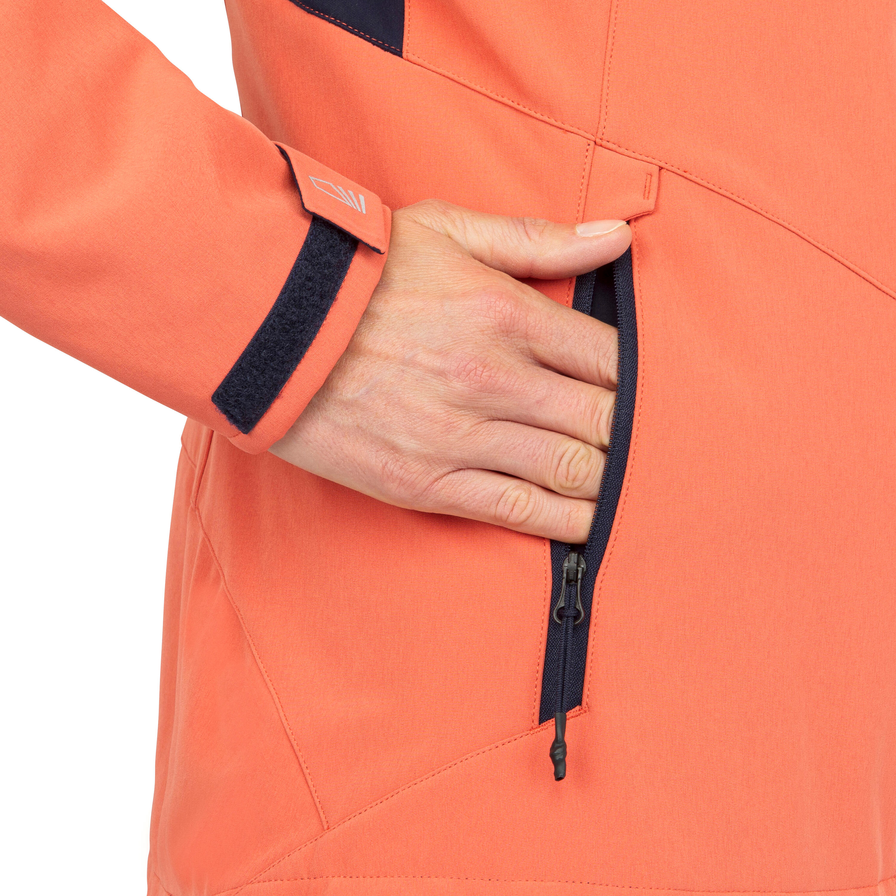 Women Sailing windproof Softshell jacket 500 terracota 8/14