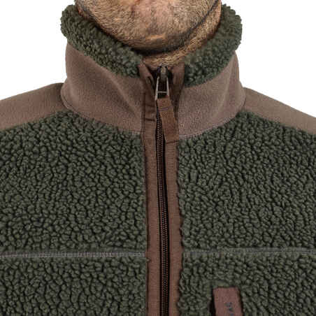 Medžioklinis šerpų flisinis megztinis „500“, žalias