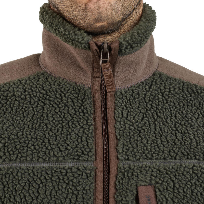 Lovecká fleecová bunda s beránkem 500 zelená
