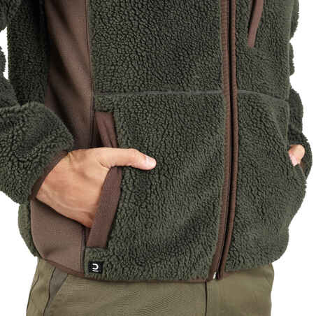 Medžioklinis šerpų flisinis megztinis „500“, žalias