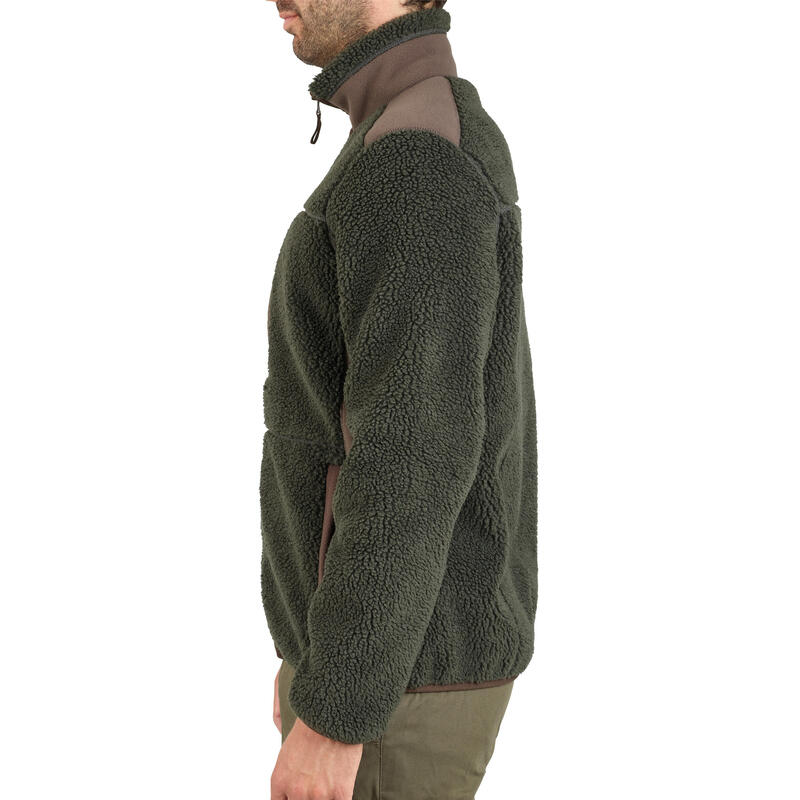 Forro polar caza 900 lana cálida Hombre Solognac verde