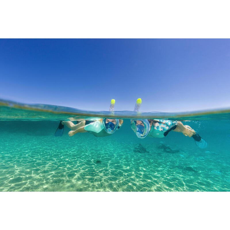 Maschera snorkeling adulto EASYBREATH 540 FREETALK superficie acustica blu