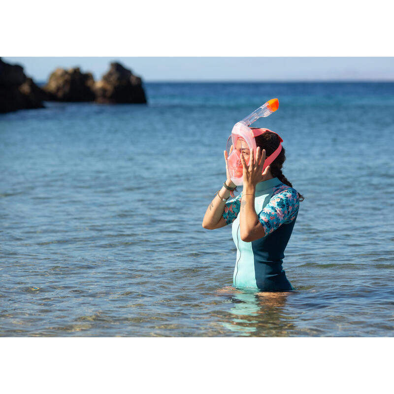 Tricou neopren snorkeling anti UV 1,5mm Turcoaz Flori Damă
