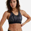 Women's Medium Support Racer Back Sports Bra with Cups - Black/Grey