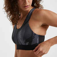 Women's Medium Support Racer Back Sports Bra with Cups - Black/Grey