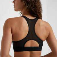 Women's Medium Support Racer Back Sports Bra with Cups - Black/Grey